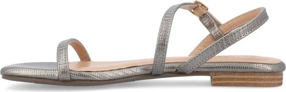 Journee Collection Women's Crishell Textured Material Sling Back Stacked Heel Sandals Green - Image 4