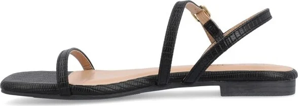Journee Collection Women's Crishell Textured Material Sling Back Stacked Heel Sandals Green - Image 6