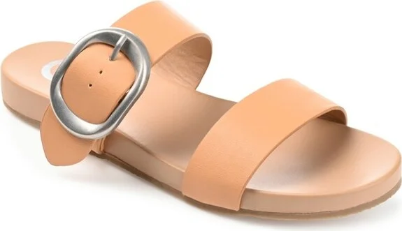 Journee Collection Womens Crysta Tru Comfort Foam Slide Flat Sandals Mocha 11