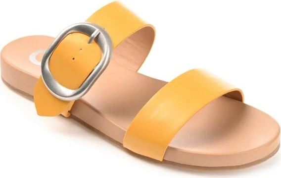 Journee Collection Womens Crysta Tru Comfort Foam Slide Flat Sandals Orange 7.5