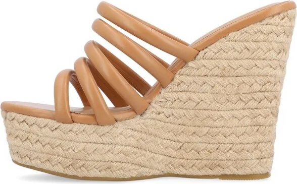 Journee Collection Women's Cynthie Slip On Espadrille Wedge Sandals Tan - Image 2
