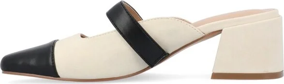 Journee Collection Women's Dalla Slip On Cap Toe Mule Pumps Tan - Image 2