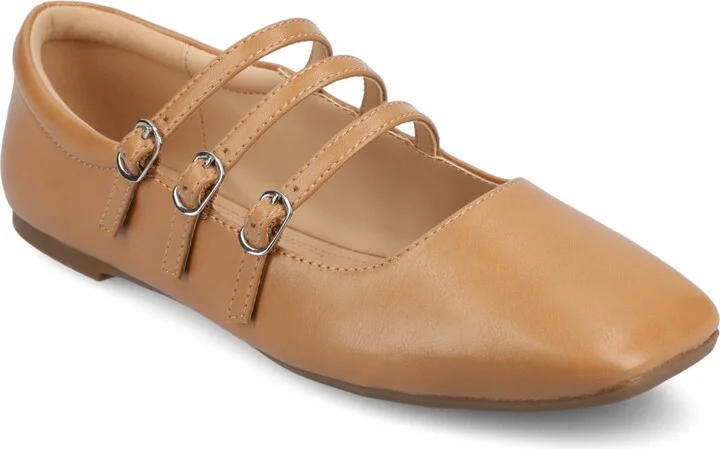 Journee Collection Women's Darlin Multi Strap Mary Jane Square Toe Flats