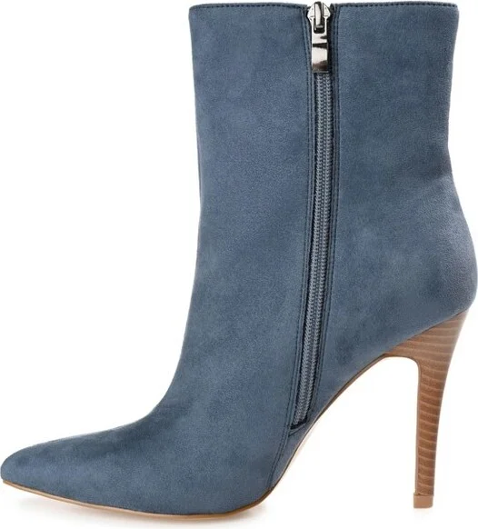 Journee Collection Womens Deandra Tru Comfort Foam Inside Zip Stiletto Booties Blue 12 - Image 2