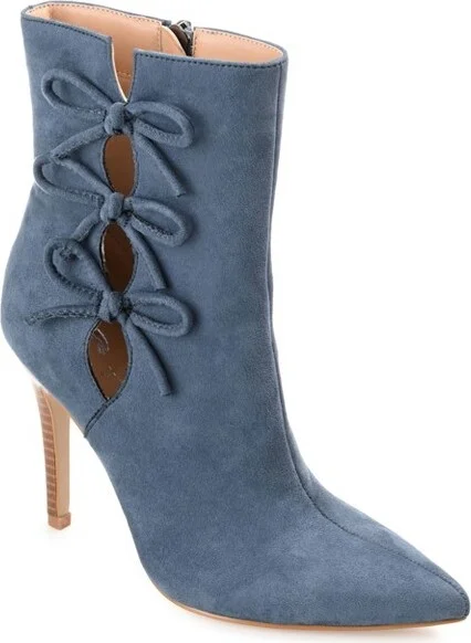 Journee Collection Womens Deandra Tru Comfort Foam Inside Zip Stiletto Booties Blue 12