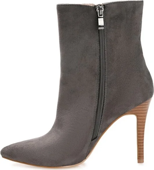Journee Collection Womens Deandra Tru Comfort Foam Inside Zip Stiletto Booties Grey 12 - Image 2