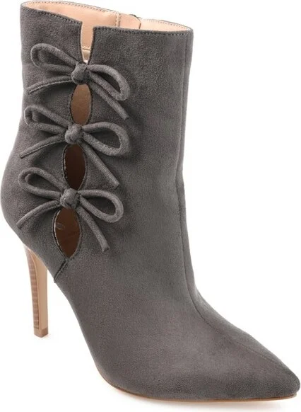 Journee Collection Womens Deandra Tru Comfort Foam Inside Zip Stiletto Booties Grey 12
