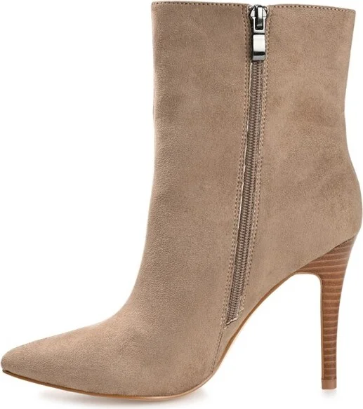Journee Collection Womens Deandra Tru Comfort Foam Inside Zip Stiletto Booties Taupe 9.5 - Image 2