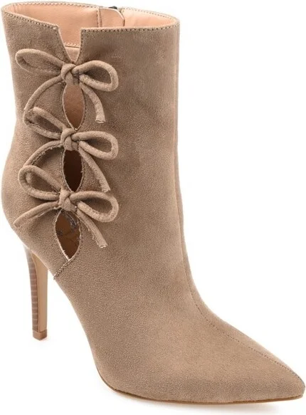 Journee Collection Womens Deandra Tru Comfort Foam Inside Zip Stiletto Booties Taupe 9.5