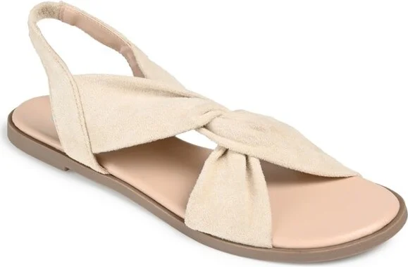 Journee Collection Womens Deleece Tru Comfort Foam Sling Back Low Block Heel Sandals Ivory 9.5