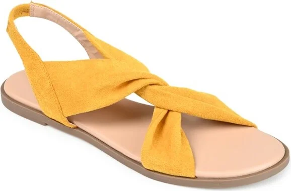 Journee Collection Womens Deleece Tru Comfort Foam Sling Back Low Block Heel Sandals Yellow 9.5