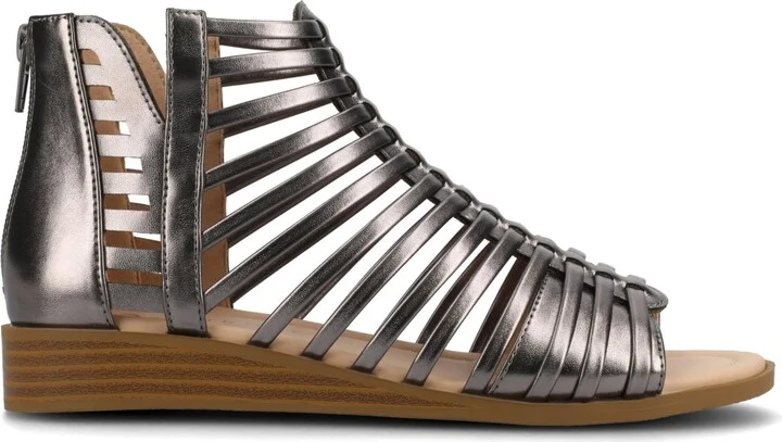 Journee Collection Women's Delilah Gladiator Sliver Wedge Sandals - Image 2