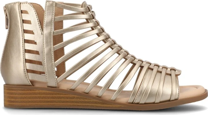 Journee Collection Women's Delilah Gladiator Sliver Wedge Sandals - Image 6
