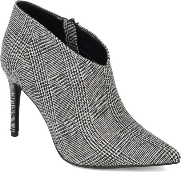 Journee Collection Women's Demmi Inside Zip Stiletto Booties Plaid