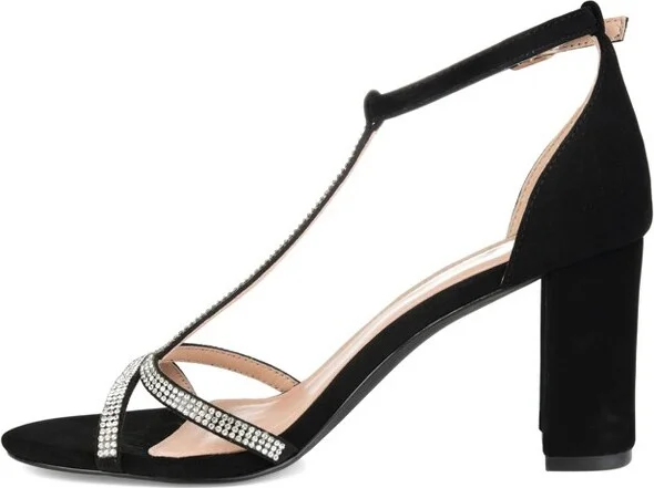 Journee Collection Women's Denali Open Toe Mid Block Heel Pumps Black - Image 6