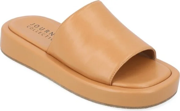 Journee Collection Women's Denrie Slide Flatform Sandals Tan