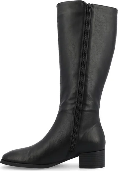 Journee Collection Women's Devri Stacked Block Heel Square Toe Boots, Black - Image 2