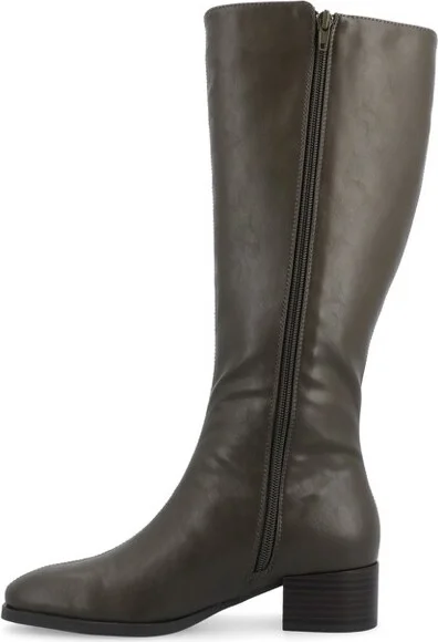 Journee Collection Women's Devri Stacked Block Heel Square Toe Boots, Black - Image 3