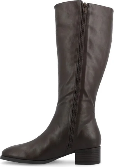 Journee Collection Women's Devri Stacked Block Heel Square Toe Boots, Black - Image 6