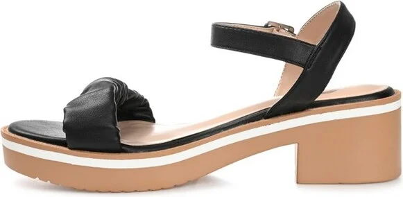 Journee Collection Womens Dexxla Buckle Ankle Strap Low Platform Sandals Black 11 - Image 2