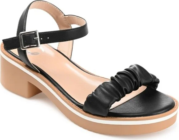 Journee Collection Womens Dexxla Buckle Ankle Strap Low Platform Sandals Black 8.5