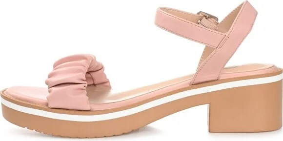 Journee Collection Womens Dexxla Buckle Ankle Strap Low Platform Sandals Rose 10 - Image 2