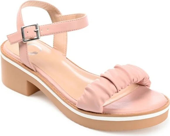 Journee Collection Womens Dexxla Buckle Ankle Strap Low Platform Sandals Rose 10