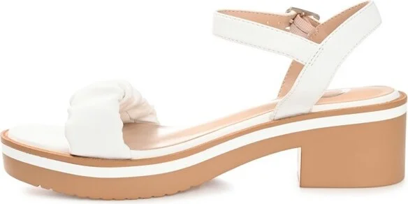 Journee Collection Womens Dexxla Buckle Ankle Strap Low Platform Sandals White 7 - Image 2