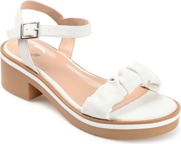 Journee Collection Womens Dexxla Buckle Ankle Strap Low Platform Sandals White 7