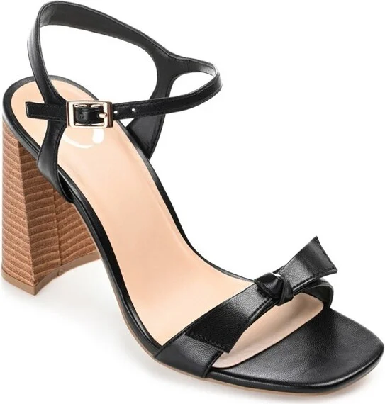 Journee Collection Womens Dianne Tru Comfort Foam Open Square Toe Stacked Heel Sandals Black 9