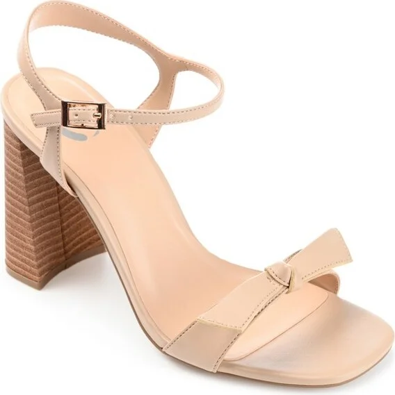 Journee Collection Womens Dianne Tru Comfort Foam Open Square Toe Stacked Heel Sandals Nude 9.5