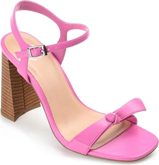 Journee Collection Womens Dianne Tru Comfort Foam Open Square Toe Stacked Heel Sandals Pink 9.5
