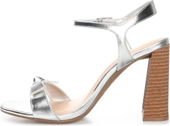 Journee Collection Womens Dianne Tru Comfort Foam Open Square Toe Stacked Heel Sandals Silver 11 - Image 2