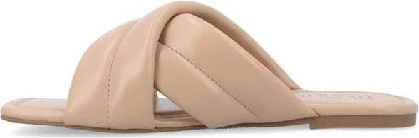 Journee Collection Women's Divyah Puff Strap Slide Sandals Tan - Image 9