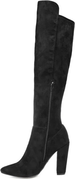 Journee Collection Women's Dominga Block Heel Knee High Boots Black - Image 2