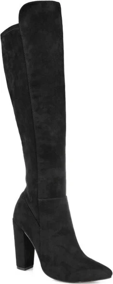 Journee Collection Women's Dominga Block Heel Knee High Boots Black
