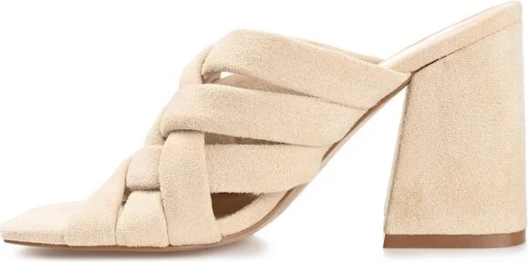 Journee Collection Women's Dorisa Open Square Toe Block Heel Sandals Ivory - Image 5