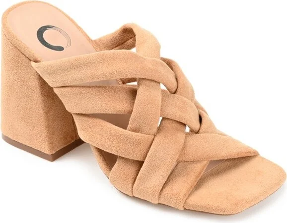 Journee Collection Women's Dorisa Open Square Toe Block Heel Sandals Ivory