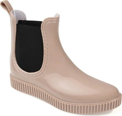 Journee Collection Women's Drip Almond Toe Rain Boots Taupe