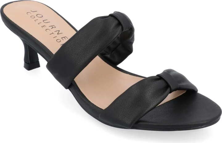 Journee Collection Women's Dyllan Double Strap Kitten Heel Dress Sandals