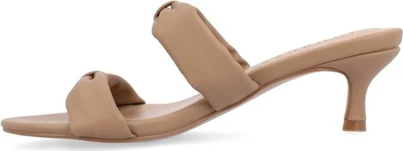 Journee Collection Women's Dyllan Kitten Heel Slip On Open Toe Pumps Nude - Image 3