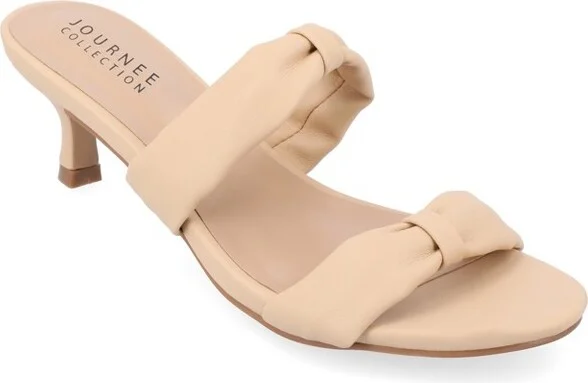 Journee Collection Women's Dyllan Kitten Heel Slip On Open Toe Pumps Nude