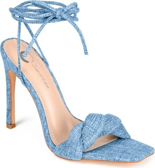 Journee Collection Womens Edelie Tru Comfort Foam Open Toe High Stiletto Pumps Blue 7.5