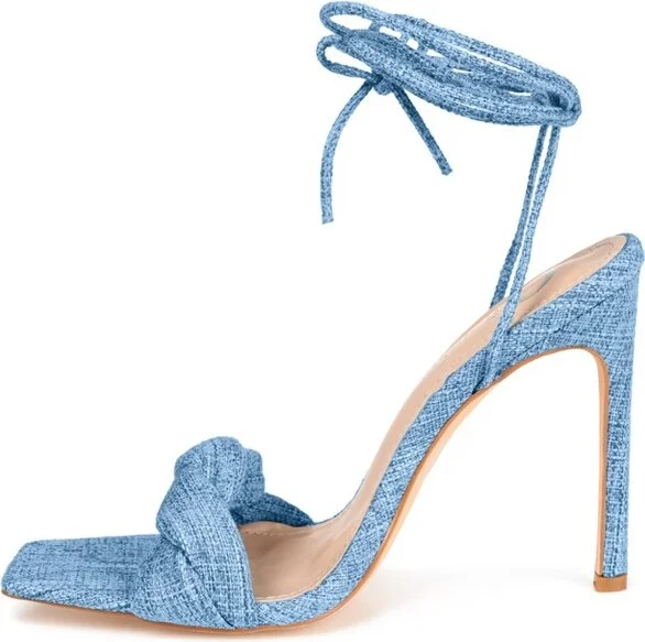 Journee Collection Womens Edelie Tru Comfort Foam Open Toe High Stiletto Pumps Blue 7 - Image 2