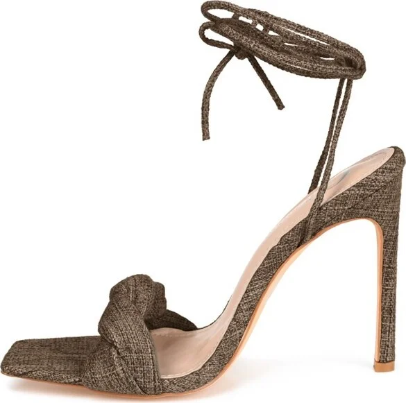 Journee Collection Womens Edelie Tru Comfort Foam Open Toe High Stiletto Pumps Brown 9.5 - Image 2