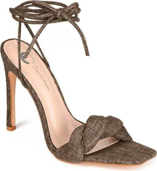 Journee Collection Womens Edelie Tru Comfort Foam Open Toe High Stiletto Pumps Brown 9.5