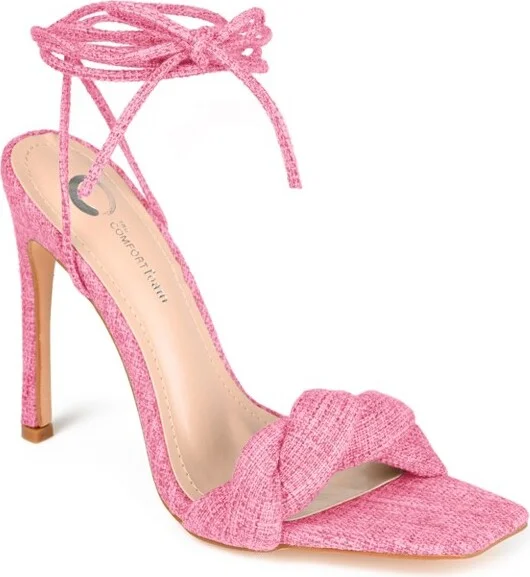 Journee Collection Womens Edelie Tru Comfort Foam Open Toe High Stiletto Pumps Pink 7.5