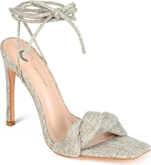Journee Collection Womens Edelie Tru Comfort Foam Open Toe High Stiletto Pumps Taupe 9.5