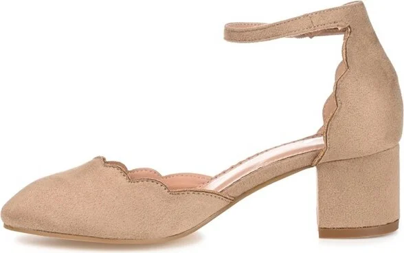 Journee Collection Women's Edna Wide Width Round Toe Low Block Heel Pumps Blush 12WD - Image 5