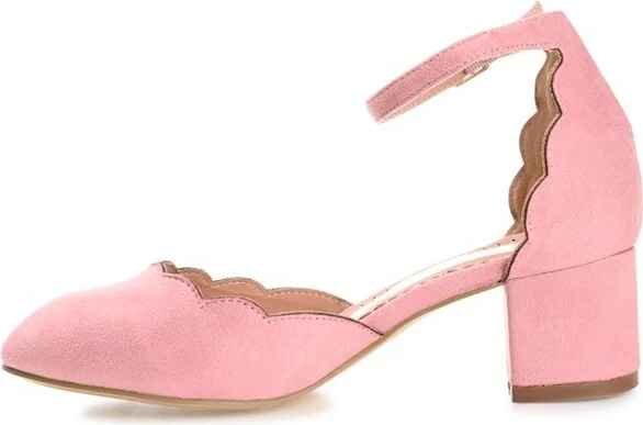Journee Collection Women's Edna Wide Width Round Toe Low Block Heel Pumps Blush 12WD - Image 9